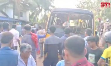 स्कूलबसला भीषण अपघात अपघाताचा थरार सीसीटीव्हीमध्ये कैद